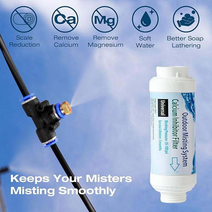 H&G lifestyles Calcium Inhibitor Filter for Misting System, Inline Garden Hose Water Softener, Reduce Hard Water Spots, Soften Water 3/4 GHT (Pack of 4)