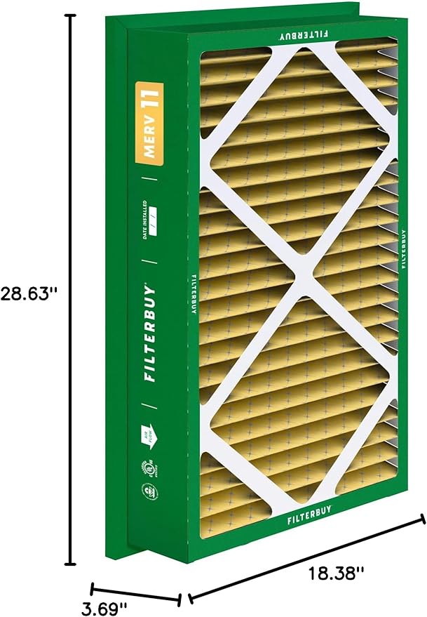 Filterbuy 20x30x5 Air Filter MERV 11 Superior Pet & Allergy Defense (3-Pack), Electrostatic Pleated HVAC AC Furnace Filters Replacement for Honeywell Return Grille (Actual Size: 18.38 x 28.63 x 3.69)