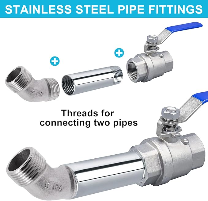 45 Degree Elbow 1PCS, 1" NPT Male X 1" NPT Male 304 Stainless Steel Pipe Fitting, Connector Coupler Apply to Outdoor/Garden/Industrial
