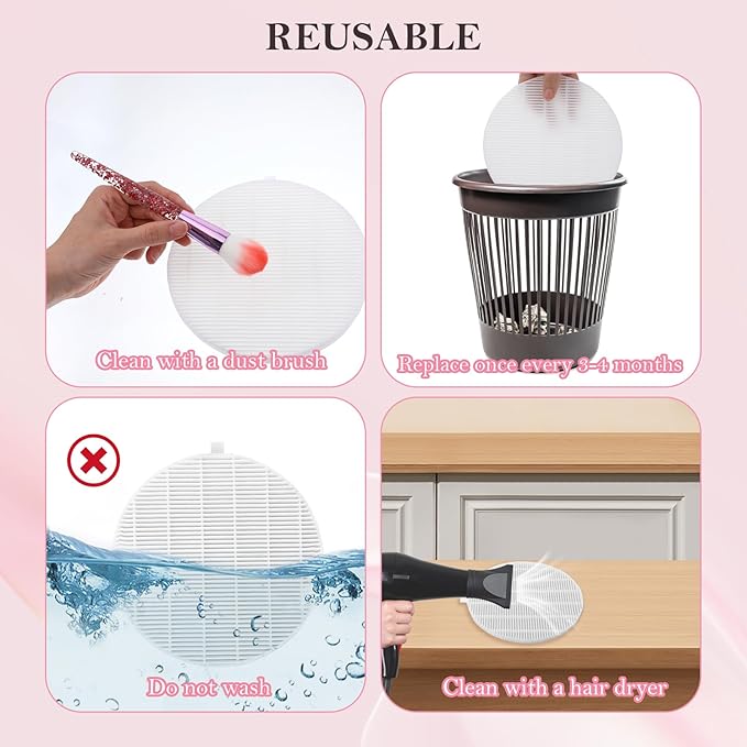 4 Pack Dust Collector Filter Replacement Compatible with Melody Susie, White Nail Dust Collectors Filter for Home and Nail Salons, Reusable Dusts Collectors Match with Dusts Collector Nails Tech Tool