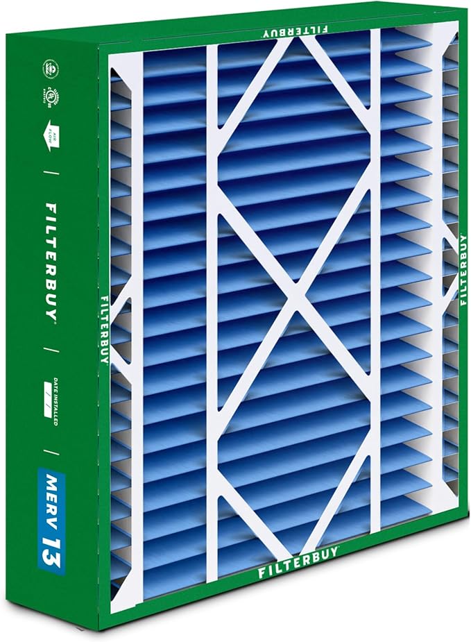 Filterbuy 21x24.5x5 Air Filter MERV 13 Optimal Smoke & Allergy Defense (3-Pack), Electrostatic Pleated HVAC AC Furnace Filters for Rheem, Ruud, and Protech (Actual Size: 20.63 x 24.13 x 4.38)