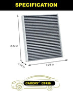 Cabin Air Filter w/Activated Carbon for Subaru Outback (2020-2025), Crosstrek (2018-2023), Ascent (2019-2025), Legacy (2020-2025), Impreza (2017-2023), OE# 72880-FL500, CF12436