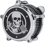 Motorcycle Air Cleaner Skull Style Air Filter with Dustproof Protective Cover Kit for Harley Davidson Touring Trike 2008-16 Softail 2016-17 Dyna 2017 (Chrome)