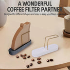 Coffee Filter Holder, Marble & Brass Cone Coffee Filters Holder Organizer Station, Stand Accessories for V60 Filters Size #01, #02 & #04, Thick and Heavy & Anti-slip (White)