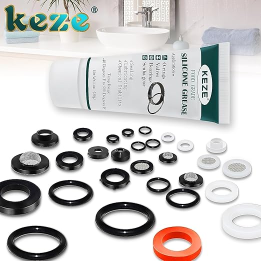 KEZE Food Grade Silicone Grease Pool Lube Tube O Rings Lubricant for Plumber Faucet Gasket Water Filter Rubber Seal Silicon Grease with Brush 1 oz 2-Pack
