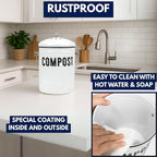 Granrosi Countertop Compost Bin Kitchen - 1.3 Gal Indoor Compost Bucket with Lid for Kitchen, Farmhouse Rust Proof & Odorless Composter Bin for Countertop, 3 Charcoal Filters