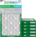 Filterbuy 16x25x2 Air Filter MERV 8 Essential Dust & Allergy Defense (6-Pack), Electrostatic Pleated HVAC AC Furnace Filters Replacement, Made in USA (Actual Size: 15.50 x 24.50 x 1.75)