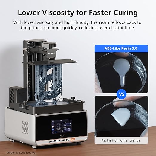 ANYCUBIC ABS-Like Resin 3.0, Upgraded 14K 3D Printer Resin with Enhanced Strength and Toughness, High Precision, Low Odor, Wide Compatibility for All LCD Resin 3D Printers (Grey, 1kg)