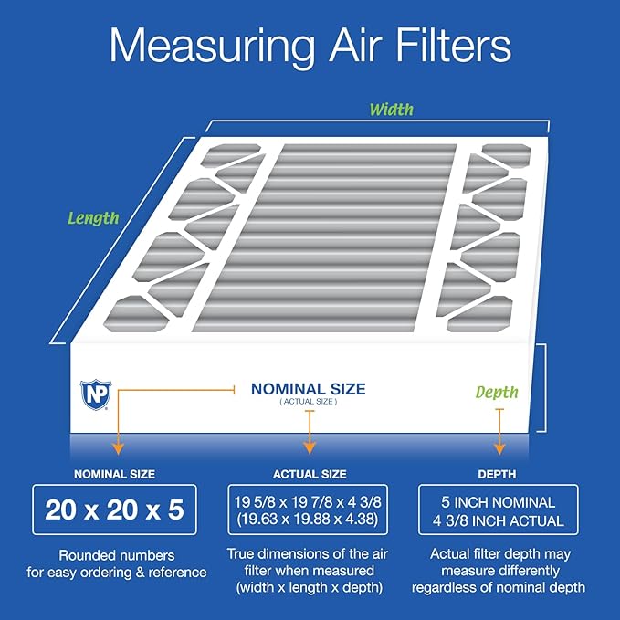 Nordic Pure 20x20x5 (Actual Size: 19 5/8 x 19 7/8 x 4 3/8) Honeywell Replacement Furnace Filters MERV 10 Plus Carbon 1 Pack