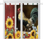 Chicken Sunflowers Living Room Curtains 84 Inch Length, Window Curtains Tab Top, Farmhouse Animals Red Barn Bees Light Filtering Window Treatments Drapes 42"x84" 2 Panel