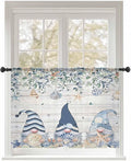 Sheer Curtains 54 Inch Length, Coastal Eucalyptus Leaf Semi Sheer Curtains Light Filtering Window Treatment, Ocean Blue Gnomes Starfish Wood Grain Privacy Voile Drapes for Living Room 52x54 Inch