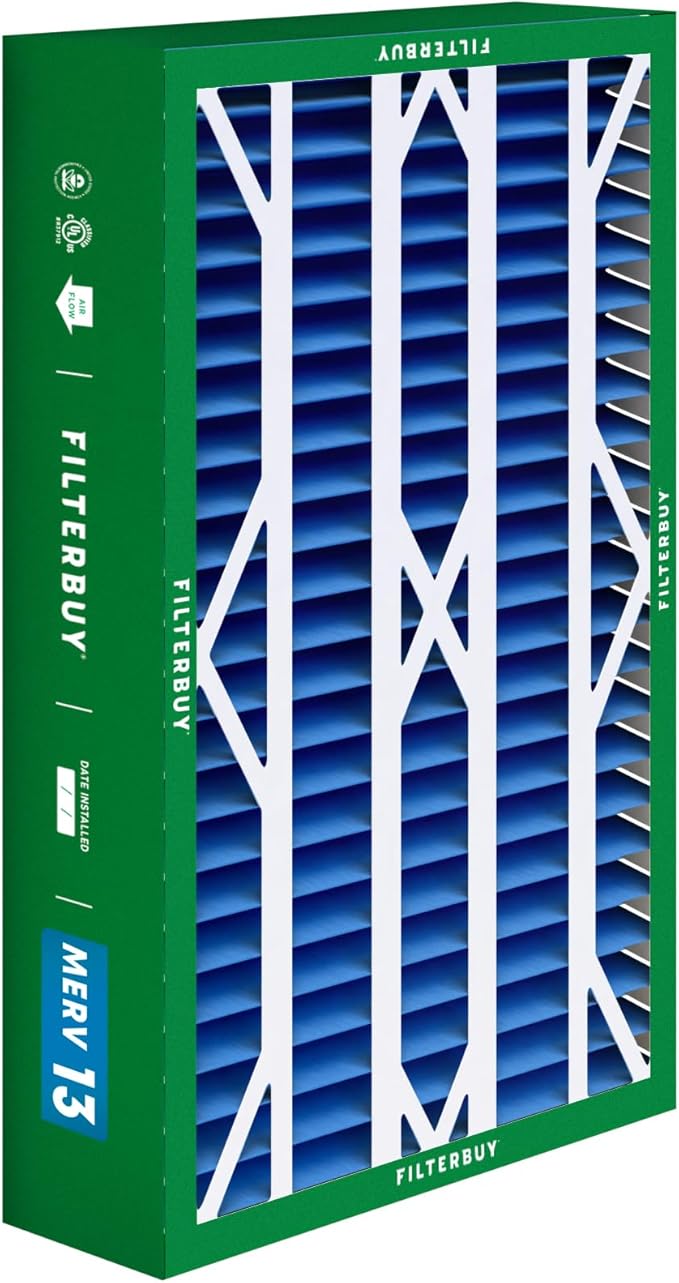 Filterbuy 16x28x6 Air Filter MERV 13 Optimal Smoke & Allergy Defense (4-Pack), Pleated HVAC AC Furnace Filters for AprilAire Space-Gard 401, 2400, & Lennox (Actual Size: 15.50 x 26.88 x 6.00)