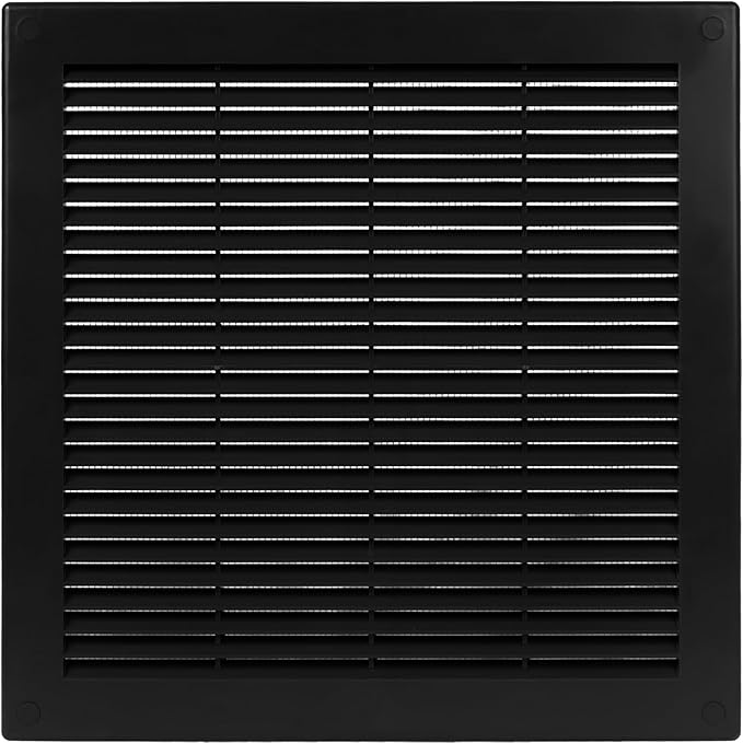 Vent Systems 10" x 10" Inch (Opening Dimensions) Plastic Black Soffit Vent Cover - Flat Square Air Vent Grille - Air Vent Deflector - HVAC 12" x 12" Inch (Overall Dimensions)