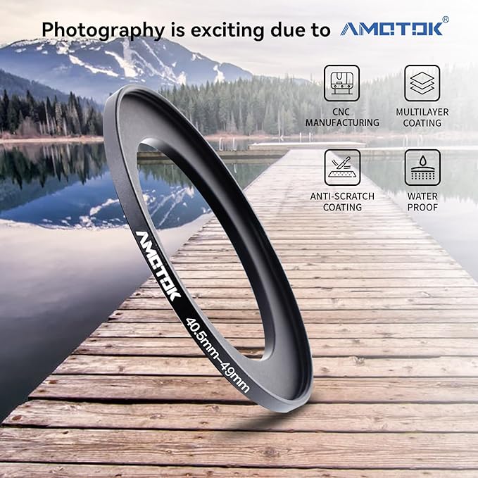 40.5mm Lens to 49mm Camera Lens Adapter,40.5mm to 49mm Filter Step up Ring Adapter Ring,Compatible All 49mm Filter Accessory.Made from CNC Machined