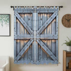 Farmhouse Wood Grain Living Room Curtains 96 Inch Length, Window Curtains Tab Top, Vintage Country Barn Gate Textured Light Filtering Window Treatments Drapes 52"x96" 2 Panel