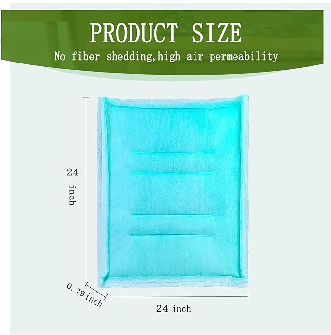 AUC Paint Booth Tacky Intake Filter Pad Series 55, 24" x 24" (20/case) Spray Booth Intake Filter with Internal Wire Support Frame