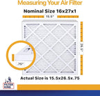 Filter King 16x27x1 Air Filter | 6-PACK | MERV 13 HVAC Pleated A/C Furnace Filters | MADE IN USA | Actual Size: 15.5 x 26.5 x .75"