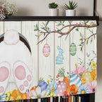 Easter Curtain Valances for Windows, Kitchen Valance Window Treatment, Spring Farmhouse Watercolor Bunny Eggs Wood Grain Light Filtering Block Curtains for Bathroom/Bedroom/Living Room 60'' x 18''