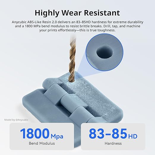 ANYCUBIC 2nd Gen Resin Technology ABS-Like Resin 2.0, 3D Printer Resin with High Toughness, More Precise Details, Low Odor, Wide Compatibility for All LCD Resin 3D Printers (Beige, 1kg)