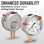 0 to 3000 Psi Pressure Gauge, Glycerin Liquid Filled, 2.5 inch Dial, 1/4" NPT Lower Mount, Stainless Steel Case, for Regulator, Brew Setup, Beer, Kombucha, HVAC, Hydraulic, High Pressure Test