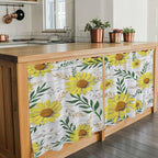 Yellow Daisy Tier Curtains, Farmhouse Country Flower Leaf Plant Wood Grain Light Filtering Kitchen Curtains, 2Pcs Rod Pocket Half Window Treatments Panels for Sink Cafe Cabinet Camper 27.5x36 Inches
