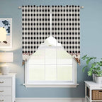 Swag Curtain Valances for Kitchen Windows,Farm Wooden House Black Buffalo Plaid Short Rod Pocket Window Valance,Western Star Swag Topper for Bedroom Living Room,2 Panels 28x36in