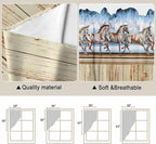 Western Horse Swag Valances for Windows, Farmhouse Wooden Grain Vintage Cowboy Barn Door Rod Pocket Kitchen Curtains Valance, Kitchen Window Curtains Swag for Cafe Living Room, 2 Panels, 36x63 inch