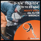 Oil Filter Wrench Tool with Positive Grip Handle for Cars & Motorcycles | Adjustable Torque System | Multi-Purpose Removal Tool from 2-3/4 inch to 3-3/4 inch(70 mm to 95 mm)