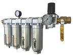 1/2" NPT Industrial (5-Stage) Moisture Removing Particulate Filter and Oil Removing Coalescing Filter and Two Desiccant Air Dryers and Air Pressure Regulator