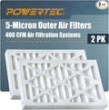 POWERTEC 5 Micron Outer Air Filter for WEN 3410, POWERTEC AF4000/AF4001, Shop Fox W1830 Air Filtration System, Replacement for WEN 90243-027-2 Woodworking Air Filters for Workshop & Garage, 2PK