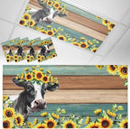 Fluorescent Light Covers Farm Cow Sunflower Magnetic Light Filters Vintage Blue Green Wood Grain Ceiling Light Covers for Classroom Office Home Drop Ceiling Lamp Decor 4 Pieces