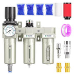 TAILONZ PNEUMATIC 0-240PSI 3/4" NPT Industrial 3-Stage Air Dryer System – Particulate Filter, Coalescing Filter, Desiccant Dryer & Regulator (Auto Drain)