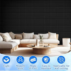 Nuanchu 120 Pcs 3D Slat Wall Panels 12 x 12 Inch PVC Fluted Textured Panel Cuttable Paintable DIY Wall Art Decorative Tiles for Ceiling Studio Bathroom Interior TV Background (Black)