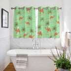 2 Panel Kitchen Cafe Curtains, Desert Camels Sunlight Filtering Nature Air Through, Home Decor Window Covering Tier Curtains for Living Room 104W x 52L inch Tropical Date Palm Trees Animal Green