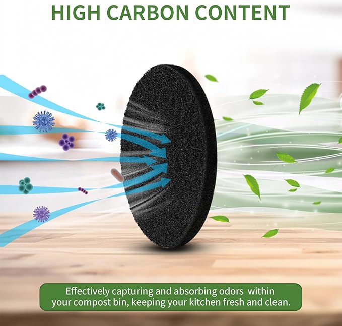 7.25 inch Compost Filters for Countertop Bin Saiqiang 12Pack Charcoal Filter for Kitchen Compost Bin Pail Replacement Filter Carbon Round Charcoal Filters for Compost Bucket