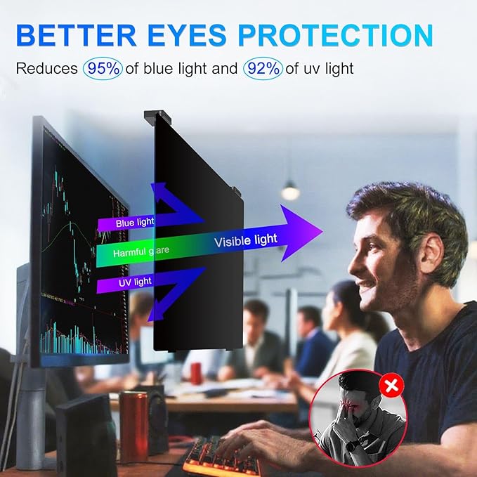 2Pack Magnetic 27 Inch Privacy Screen for Computer Monitor 16:9 Aspect Ratio, Hanging Removable Anti-Blue/Glare Protector Film, Anti Spy Desktop Security Private Filter 27in