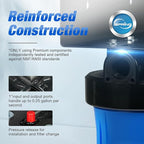 iSpring WGB21B+AH12MN16X2 2-Stage Whole House Water Filter System, Reduces Chlorine, Sediment Water Filtration System for Home with 3/4'' Braided Stainless Steel Hose Connectors and Ball Valve