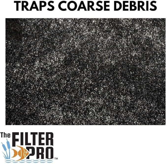 Black Coarse Filter Media, 1.25" Thick, 24" x 24" Pads, 4 Pack, Perfect for Aquariums, Ponds or Water Gardens, Made in USA
