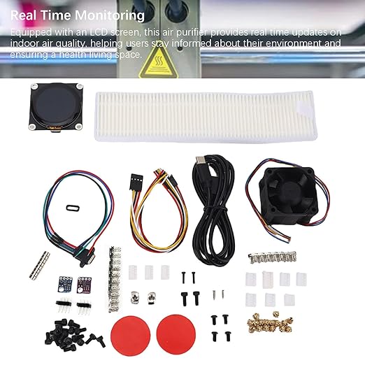 Fafeicy 3D Printer Air Filter, LCD Display Real Time Monitoring with Activated Carbon Air Purifier, for 3D Printer Accessories Kit