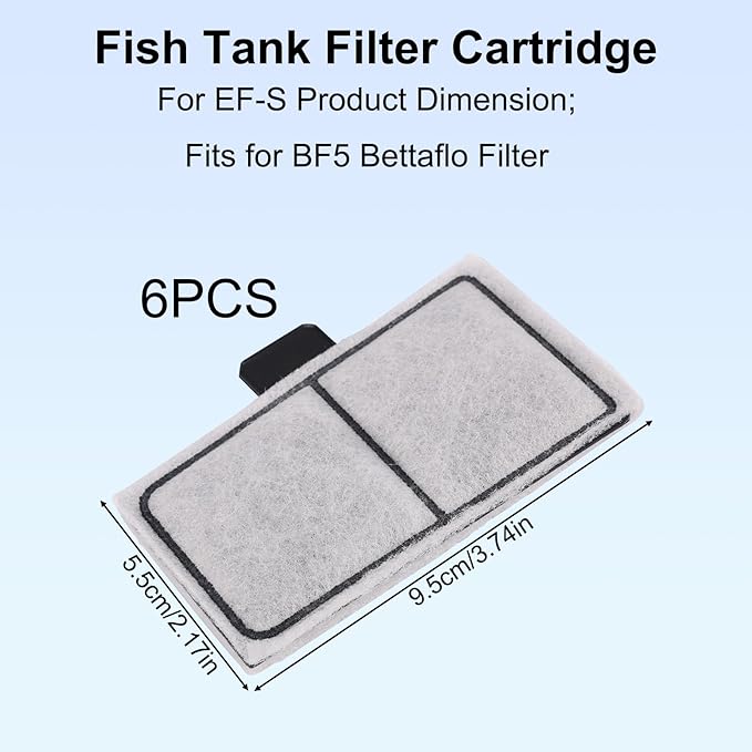 12pcs Filter Cartridges for Top Fin EF-S & BF5 BETTAFLO, 3.7x2.1in/9.5x5.5cm Fish Tank Filter Cartridge Replacement Parts for Aquarium Water Filtration (Grey)