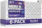 BNX TruFilter 14x24x1 Air Filter MERV 8 (6-Pack) - MADE IN USA – Dust & Pet Defense Air Conditioner HVAC AC Furnace Filters for Dust, Pet, Mold, Pollen MPR 600 – 700 & FPR 5