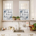 Farmhouse Kitchen Curtains Set 3 Piece for Windows,Rod Pocket Valance and Tier Set 24 Inch Length,Blue Country Texas Star Vintage Berries Wooden Light Filtering Cafe Curtains for Living Room