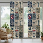 Oceans Outdoor Curtains for Patio Shell Starfish Whales Summer Vintage Waterproof Outside Curtains with Grommet Top Weatherproof Curtain for Cabana Pergola Gazebo, 2 Pack, 54" W x 84" L