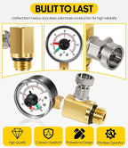 98209800 High Flow Manual Relief Valve/Air Relief Manual Valve Assembly with Pressure Gauge, Replacement for Pool and Spa Filter (RV40600 (98209800 Brass))