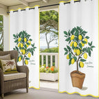 Lemons Outdoor Curtains for Patio Summer Fruit Lemon Tree Waterproof Outside Curtains with Grommet Top Weatherproof Curtain for Cabana Pergola Gazebo, 2 Pack, 54" W x 95" L