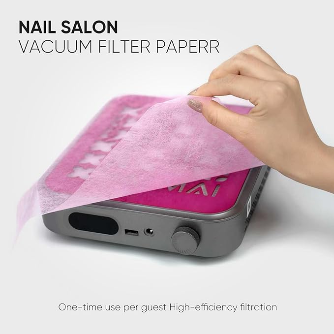 200 Sheets Nail Dust Collector Filter Paper, Disposable Nail Dust Filters for Most Finger Dust Collector Machine, Nail Vacuum for Fingernail Salon Spa Tech Supplies & Accessories (Pink, M)