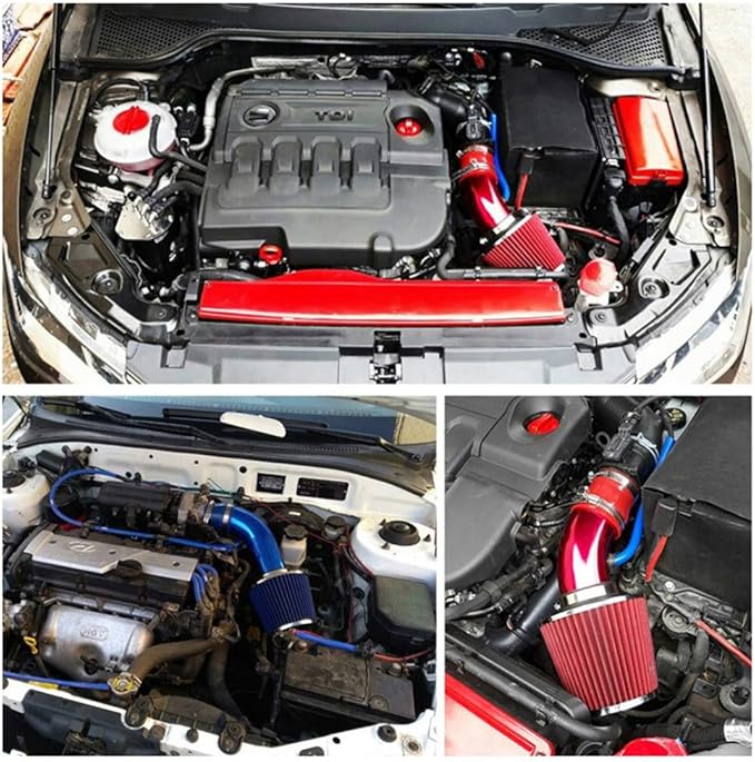 Universal 3" (76mm) Inlet Cold Intake, Washable, Dry Clamp-on Air Filter, Red