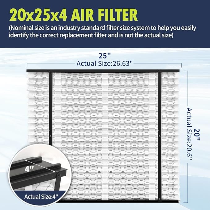 IYOUYA 3 Pack 213 Replacement Filter Compatible with AprilAire Whole House Air Purifiers 1210,1620,2210,2216,3210,4200,20x25x4, MERV-13 Furnace Filter