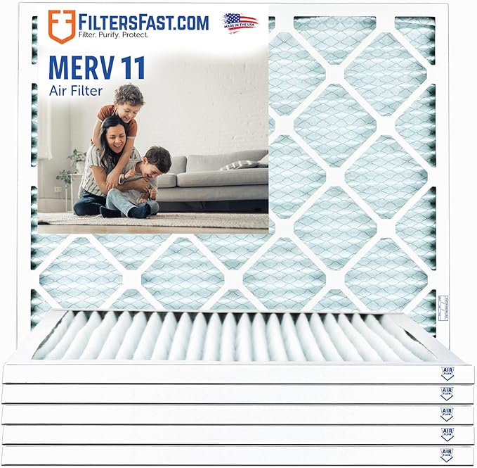 Filters Fast 12x15x1 Air Filter MERV 11, 1" AC Furnace Air Filters, Made in the USA, Actual Size: 11.75"x14.75"x0.75, 6 Pack