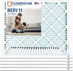 Filters Fast 20x22x1 Air Filter MERV 11, 1" AC Furnace Air Filters, Made in the USA, Actual Size: 19.75"x21.75"x0.75, 6 Pack